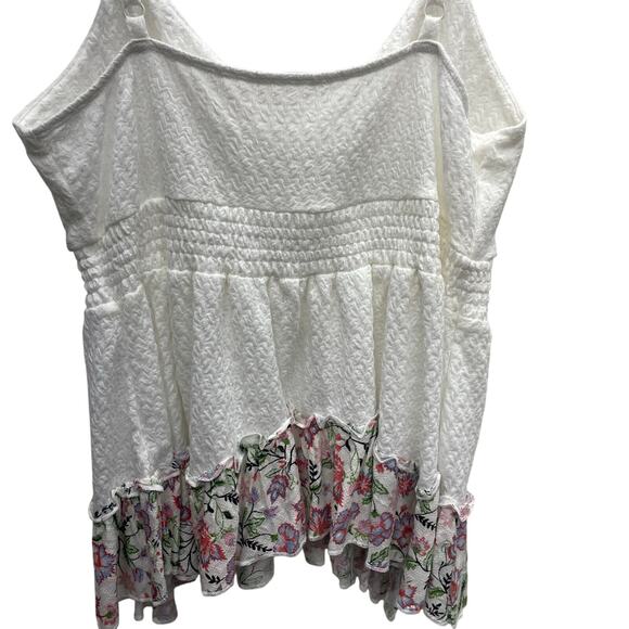 Maurices Floral Hem Smocked V-Neckline Peplum Cami Tank Blouse Top Size Large - Picture 8 of 8